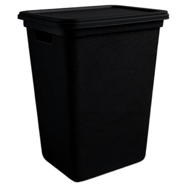 Imagem de Cesto Organizador de Roupa Com Tampa em Plástico Juta 45 Litros (PRETO)