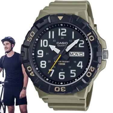 Imagem de Relógio de Pulso Casio Masculino Analógico Prova Dágua 100 Metros Grande Garra Temporizadora Militar Esportivo Caqui MRW-210H-5AVDF