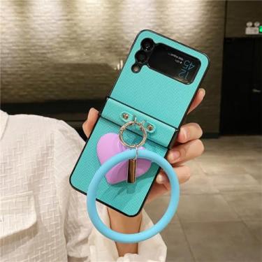 Imagem de Tiras vintage 3d amor coração caso com anel caso para samsung galaxy z flip4 z flip 3 4 5g z flip3 zflip5 capa, e, para samsung z flip 5