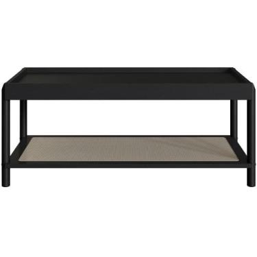 Imagem de Mesa De Centro Para Sala De Estar Pés Madeira Moss A03 Nero Preto - LY