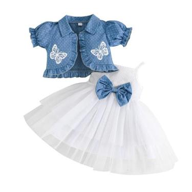 Imagem de Conjunto de roupas: vestido de tule Partclots com jaqueta jeans de 12 