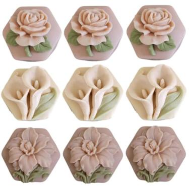 Imagem de 9 cavidades flores molde de sabão faça você mesmo suprimentos para fabricação de sabão artesanal moldes de silicone para sabão natural vela perfumada cera gesso, difusor de cristal epóxi decorações