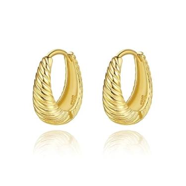 Imagem de Efashion Brincos femininos banhados a ouro 14 K prata esterlina 925 moda pequena caracol, Small, Ouro amarelo, Sem Pedra Preciosa