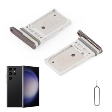 Imagem de 2 peças de bandeja de cartão SIM para Samsung Galaxy S23 Ultra SM-S918U S918U1 suporte de compartimento para cartão SIM substituição para Samsung Galaxy S23 Ultra com pino de ejeção aberto