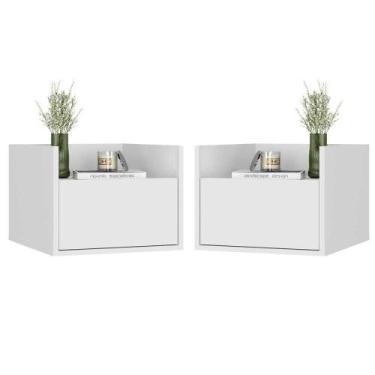 Imagem de Kit Com 2 Mesas De Cabeceira 40Cm Suspensa Multimóveis V4043 Branca Br