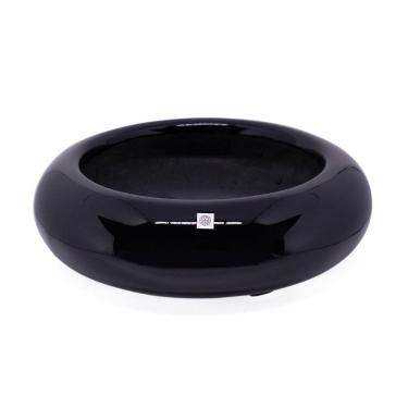 Imagem de Vaso Bacia Decorativo Redondo Em Fibra Para Planta Preto P 8 Cm B02 - D'rossi