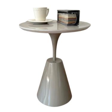 Imagem de Mesa Lateral Cone Masp Redonda 50 Cm Tampo Cinza Base Cinza Cor Cinza