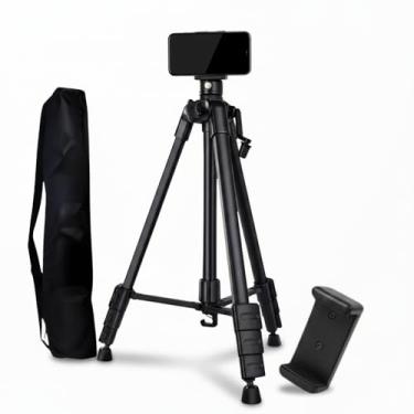 Imagem de Tripé Profissional Universal 1,5m Ajustável Para Celular e Câmera, Com Regulagem de Altura, Bolsa de Transporte e Suporte para Celular