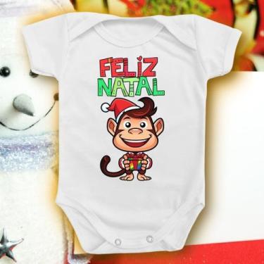 Imagem de Body Para Bebê De Natal Feliz Desenho Divertido Rena Noel - Borizinho 