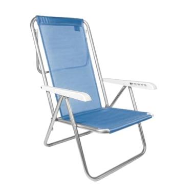 Imagem de Cadeira de Praia em Alumínio Reforçado, Espreguiçadeira Reclinável 8 Posições para Piscina e Área Externa (Reclinável - Azul)