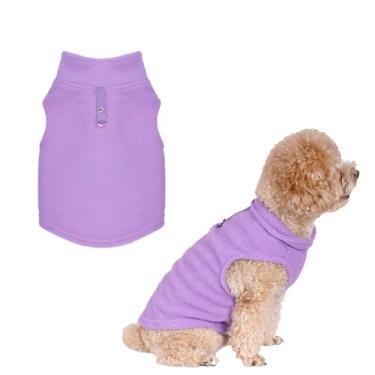 Imagem de YKYUASD Suéteres para cães de inverno colete de lã para filhotes de cachorro jaqueta de inverno anel D casaco sólido quente para cães para clima frio (roxo, médio)