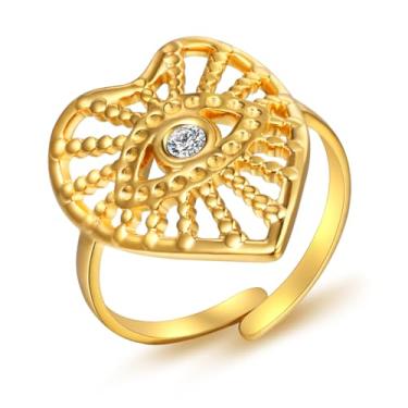 Imagem de FLORA ANEL FOLHEADO A OURO 18K CORAÇÃO/OLHO GREGO