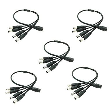 Imagem de Cabo de alimentação USHANLIN DC, cabo divisor adaptador de alimentação CC para câmeras de segurança CCTV LED faixa de luz, 5 Pack, 1 to 4 Splitter Cable
