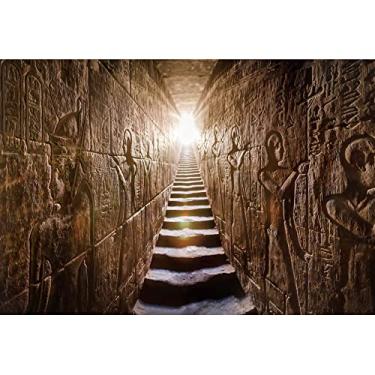 Imagem de Yeele Pano de fundo mural do Egito de 2,1 x 1,5 m para fotografia, civilização egípcia, história, cultura, hieróglifos misteriosos, fundo de escada, para viagens, crianças, adultos, retratos