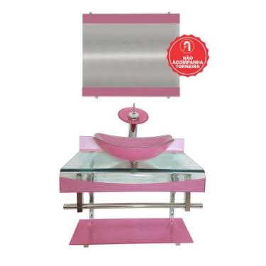 Imagem de Gabinete de Vidro 60cm para Banheiro Cuba Oval - Andorra - EKASA, Rosa