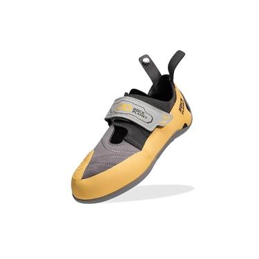 Imagem de Sapatos de escalada masculinos femininos esportivos leves com sola de borracha pegajosa para uso interno ao ar livre escalada academia respirável antiderrapante, Amarelo, 9.5 Narrow Women/8.5 Narrow