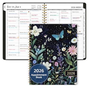 Imagem de Agenda de agendamentos 2026, agenda trimestral, semanal e mensal (janeiro de 2026 a dezembro de 2026), agenda de 21,5 x 28 cm com capa e abas flexíveis, perfeita para material escolar de escritório