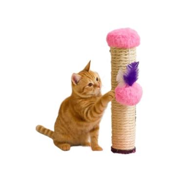 Imagem de Arranhador Para Gatos Com Postes De Sisal E Brinquedo Exclusivo – Ferramenta De Entretenimento(Rosa)
