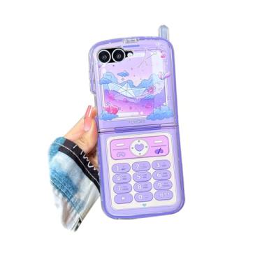 Imagem de GO-VOLMON Capa feminina para Samsung Galaxy Z Flip 7 linda estampa de barco roxo, linda capa com suporte oculto, capa protetora feminina com design criativo elegante para Galaxy Z Flip 7