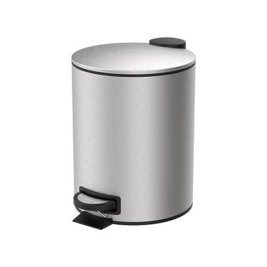 Imagem de Lixeira Inox Brinox Spin 5L com Pedal Fechamento Suave Balde Removível 