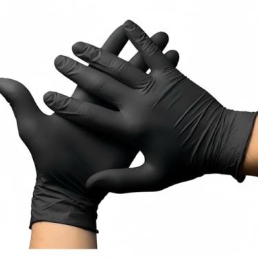 Imagem de Luva Nitrílica Preta Descartável com 100 Unidades - Alta Resistência e Elasticidade para Estética, Tatuagem, Mecânica, Limpeza e Uso Profissional – Antiderrapante, Confortável e Durável