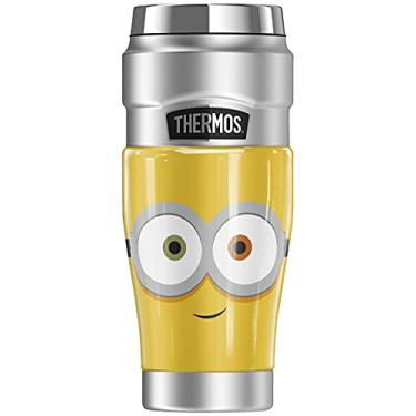 Imagem de Minions Bob Face THERMOS INLESS KING Copo de viagem de a o inoxid vel, isolado a v cuo e parede dupla, 473 g