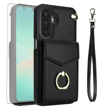 Imagem de Asuwish Capa de celular para Samsung Galaxy A17/A26 5G capa carteira com protetor de tela de vidro temperado e anel de bloqueio RFID porta-cartão de crédito, acessórios de couro A 17 26 17A 26A 4G