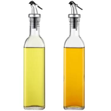 Imagem de Kit 2 Porta Azeite e Vinagre de Vidro 500ml Premium Galheteiro com Tampa Dosadora Dispenser para Óleo Molhos e Temperos Garrafa Transparente Multiuso Econômica e Saudável para Cozinha 500ml Premium