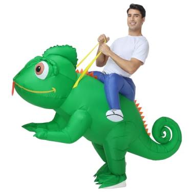 Imagem de Fantasia inflável de lagarto para adultos, engraçada, equitação, camaleão, Halloween, fantasia para homens, mulheres, cosplay, festa