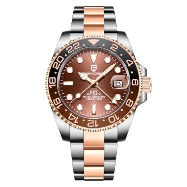 Imagem de Pagani Design GMT Relógio masculino mecânico automático, bisel de cerâmica, aço inoxidável, com função de data, relógio esportivo masculino, Cinto de aço totalmente dourado - 3