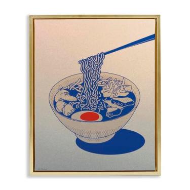Imagem de Stupell Industries Arte de parede em tela flutuante em ouro gradiente tigela de macarrão ramen, design por Seven Trees Design, 53 x 43 cm