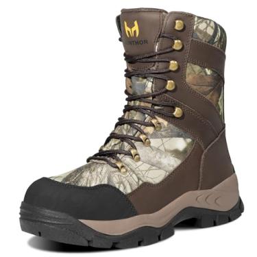 Imagem de Hunthor Botas de caça masculinas, de couro com entressola de EVA, à prova d'água com isolamento térmico para caminhadas Next Camo G2, sapatos leves e respiráveis para atividades ao ar livre (tamanho