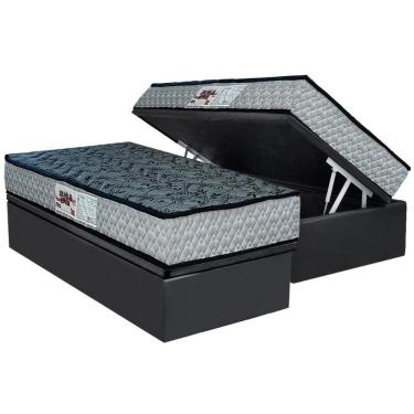 Imagem de Cama Box Baú Solteiro: Colchão Ortopédico Paropas D23 Ag65 Royalle Rustico + Base Crc Suede Gray (88x188)