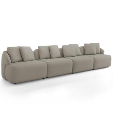 Imagem de Sofá 4 Lugares Para Sala de Estar Living 314cm Arlo F04 Linho Bege Escuro - Lyam Decor