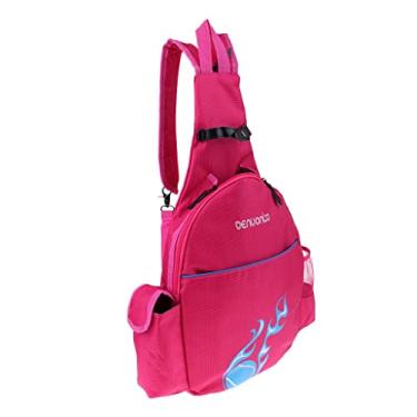 Imagem de Mochila de raquete de tênis – bolsa de ombro para esportes – alças ajustáveis – comporta raquetes, bolas e muito mais – para jogadores de tênis, entusiastas de badminton – azul/laranja/rosa vermelha