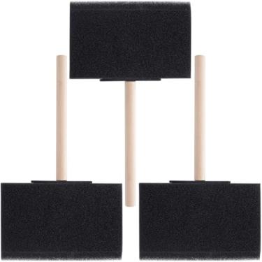 Imagem de CustomyLife 3 pincéis de tinta de espuma, pincel de tinta de esponja de cabo de madeira de 10 cm, ferramenta de pintura de esponja para detalhes, manchas, vernizes, grande área e projetos de