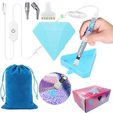 Imagem de Caneta elétrica de pintura de diamante - Kits de canetas de pintura de diamante a vácuo com 1/3/6/cabeças, multiplacers, nível de sucção ajustável - Caneta elétrica Diamond Art Bomba de vácuo com