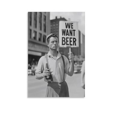 Imagem de FOLIUMK Pôster We Want Beer Vintage Beer Poster Bar Decor12 x 18 polegadas (30 x 45 cm)