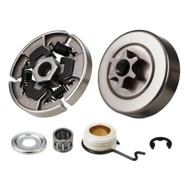 Imagem de Kit de tambor de embreagem com 6 dentes de 9,5 mm para motosserras Stihl 017, 018, 021, 023, 025 MS170, MS180, MS210, MS230, MS250 – Inclui rolamentos de agulha, arruela, E-Clip e engrenagem