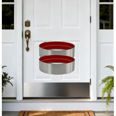 Imagem de Placa de metal para revestimento de base de revestimento de base para portas de parede, armários de cozinha e máquinas de lavar louça - Revestimento protetor antiarranhões (tamanho: 34,4 x 9,9 cm