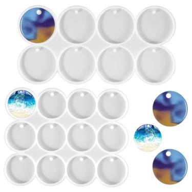 Imagem de Hecila Bandeja circular de silicone com 20 cavidades, 5 cm, 3,5 cm, porta-copos, moldes de resina, planos, circulares, moldes de enfeite de Natal para fundição, artesanato, brincos, pingentes, joias