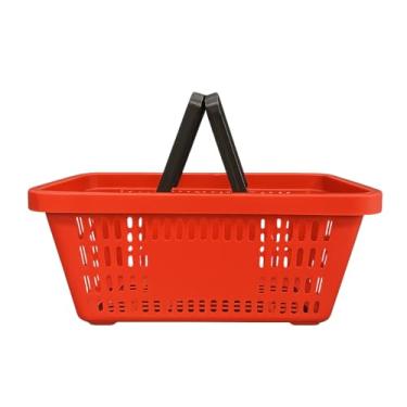 Imagem de Kit com 5 cestas cestinhas plásticas de compra de supermercado 15L (vermelha)