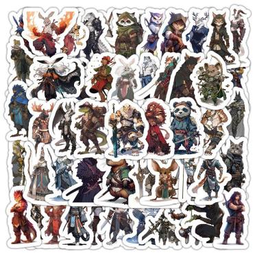 Imagem de Adesivos Animals Warriors em vinil impermeável Anime S 54 unidades