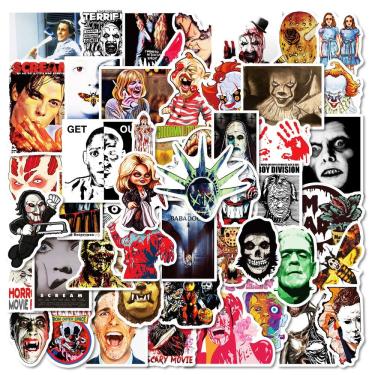 Imagem de Adesivos, filmes de terror, vinil impermeável, anime, 50 unidades