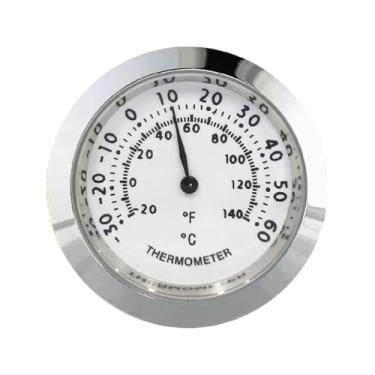 Imagem de XLWLLNJ Termômetro mecânico portátil para uso interno e externo com mostrador redondo de números grandes, ideal para estojo de guitarra, quarto, armário e, Prata 37mm