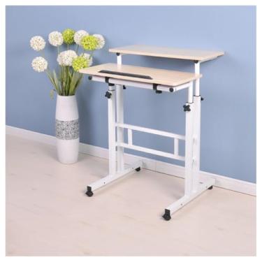 Imagem de SPXMQSS Mesa de escritório alta ajustável, mesa de reuniões para laptop, mesa portátil para ficar em pé ou sentado, para escritório, casa A