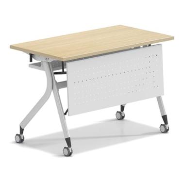Imagem de SPXMQSS Mesa dobrável para sala de conferências, mesa de reunião com rodas silenciosas, mesa de treinamento móvel flip-top design que economiza espaço para reuniões de escritório 120 x 60 x 75 cm