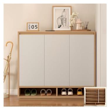 Imagem de SPXMQSS Sapateira para entrada, armário de sapatos com portas, prateleiras ajustáveis, organizador de sapatos de madeira livre para entrada, corredor, sala de estar 90 x 32 x 92 cm