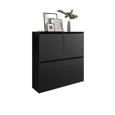 Imagem de Sapateira 4 portas suspensa portas basculantes para casa organizadora(preto)