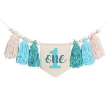 Imagem de 1st Boy High Chair Banner - Blush Pink 1st Girl High Chair Banner,Floral First birthday decor, Wildflower Photo prop,Royal Blue Orange Tassel,First Green Shades Tassel (Mint Green)